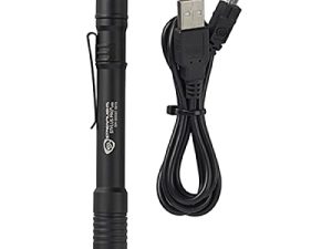 Streamlight 66134 Stylus Pro USB 350-Lumen قابل للشحن LED قلم ضوء مع سلك USB وحافظة نايلون ، أسود