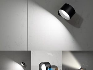 شمعدانات جدارية Kopala LED ، مصابيح مثبتة على الحائط مع بطارية قابلة لإعادة الشحن تعمل بثلاثة درجات حرارة ألوان و 3 مستويات سطوع كرة مغناطيسية تدور 360 درجة ، مصابيح حائط لاسلكية للدراسة بجانب السرير