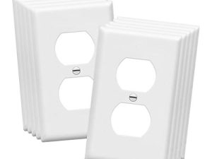 مجموعة لوحات الحائط المزدوجة ENERLITES ، أغطية منافذ الكهرباء ، الحجم القياسي 1-Gang 4.50 بوصة × 2.76 بوصة ، بلاستيك حراري غير قابل للكسر ، أغطية مقابس كهربائية ، 8821-W-10PCS ، أبيض ، 10 عبوات