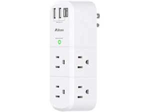 USB Outlet Extender Surge Protector - مع قابس دوار ، 6 منافذ تيار متردد متعدد التوصيل و 3 منافذ USB (1 USB C) ، 1800 جول ، شريط طاقة دوار ثلاثي الجوانب مع مقسم مخرج متباعد للمنزل والمكتب والسفر