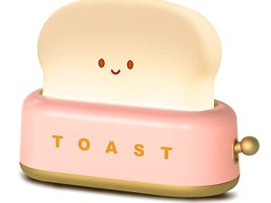 QANYI Cute Desk Decor Toaster Lamp ، Kawaii LED Toast Bread Night Light القابلة لإعادة الشحن والمحمولة مع مؤقت ، أفكار هدايا عيد الميلاد للأطفال الصغار والبنات والمراهقين. زهري