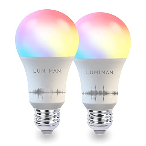 LUMIMAN Smart Light Bulb ، WiFi Alexa Light Bulb ، LED Color Changing Dimmable Bulb ، Warm to Cool White A19 E26 7.5W 800LM ، يعمل مع Alexa Google Home ، لا يوجد محور مطلوب ، عبوتان LUMIMAN Smart Light Bulb ، WiFi Alexa Light Bulb ، LED Color Changing Dimmable Bulb ، Warm to Cool White A19 E26 7.5W 800LM ، يعمل مع Alexa Google Home ، لا يوجد محور مطلوب ، عبوتان