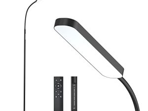 مصباح أرضي LED مع 4 درجات حرارة ألوان وفتحة ستبليس ، مصباح أرضي للتحكم عن بعد ولمس ، مصباح قائم ذو رأس منحنية قابل للتعديل لغرفة المعيشة