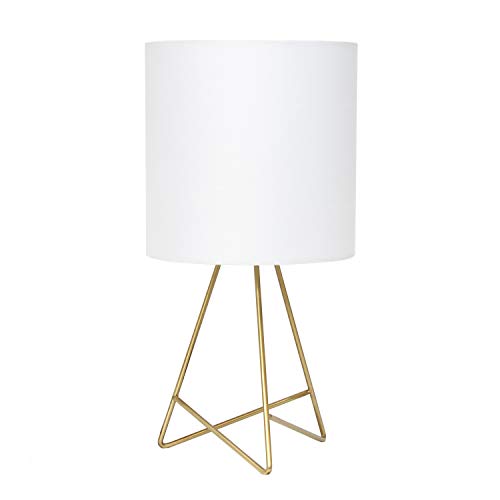 تصميمات بسيطة LT2066-GDW مصباح طاولة ذو غطاء من القماش السلكي ، عبوة من 1 ، ذهبي / أبيض تصميمات بسيطة LT2066-GDW مصباح طاولة ذو غطاء من القماش السلكي ، عبوة من 1 ، ذهبي / أبيض