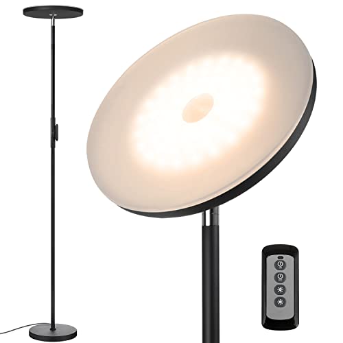 مصباح أرضي JOOFO ، 30W / 2400LM Sky LED Modern Torchiere 3 درجات حرارة ألوان فائقة السطوع مصابيح أرضية - مصباح عمود طويل مع جهاز تحكم عن بعد ولمس لغرفة المعيشة وغرفة النوم والمكتب (أسود) مصباح أرضي JOOFO ، 30W / 2400LM Sky LED Modern Torchiere 3 درجات حرارة ألوان فائقة السطوع مصابيح أرضية - مصباح عمود طويل مع جهاز تحكم عن بعد ولمس لغرفة المعيشة وغرفة النوم والمكتب (أسود)