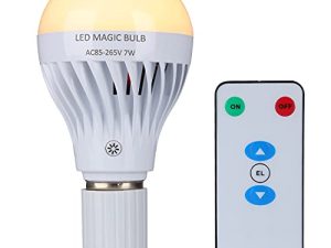 مصباح LED ماجيك ، BSOD 7W مصباح طوارئ أبيض دافئ مع وحدة تحكم عن بعد وبطارية مدمجة قابلة لإعادة الشحن E26 مصباح للمنزل الداخلي لإضاءة انقطاع التيار الكهربائي (أبيض دافئ)