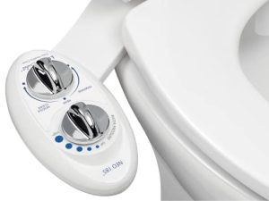 LUXE Bidet NEO 185 - مرفق مرحاض بيديت غير كهربائي مع فوهة مزدوجة ذاتية التنظيف وضغط ماء قابل للتعديل للغسيل الصحي والأنثوي (أبيض)
