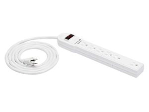 Amazon Basics 6-Outlet Surge Protector Power Strip ، 6 أقدام طويلة الحبل ، 790 جول - أبيض