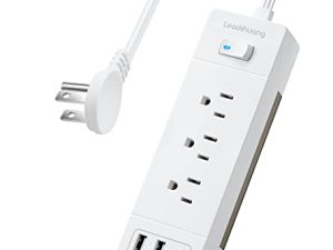 سلك تمديد توصيل فائق مسطح 1875 واط مع منافذ USB C ، شريط طاقة حامي عرام مع 3 منافذ USB 3 تيار متردد ، سلك تمديد مسطح قابل للتركيب 5 أقدام مع حامل هاتف للمطبخ والمنزل والمكتب