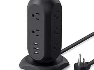 برج قطاع الطاقة TESSAN Surge Protector مع 3 منافذ USB 11 منفذًا ، 1875W / 15A ، سلك تمديد أسود 6 أقدام ، محطة شحن سطح المكتب متعددة المنافذ ، ملحقات مكتبية ، أساسيات غرفة النوم
