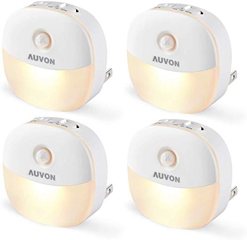 AUVON Plug-in LED Motion Sensor Night Light ، ضوء ليلي LED أبيض دافئ صغير مع مستشعر حركة من الغسق إلى الفجر ، سطوع قابل للتعديل لغرفة النوم والحمام والمطبخ والممر والسلالم (4 عبوات) AUVON Plug-in LED Motion Sensor Night Light ، ضوء ليلي LED أبيض دافئ صغير مع مستشعر حركة من الغسق إلى الفجر ، سطوع قابل للتعديل لغرفة النوم والحمام والمطبخ والممر والسلالم (4 عبوات)