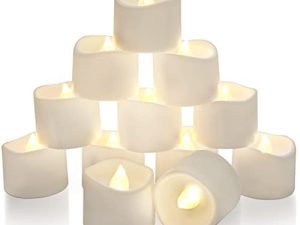 مصابيح الشاي Homemory LED مع مؤقت ، مصابيح شاي مدمجة 6 ساعات ، شموع نذرية تعمل بالبطارية ، شموع عديمة اللهب مع مؤقت ، قطر 1-2 / 5 '' Dia x 1-1 / 4 '' H ، عبوة من 12 ، أبيض دافئ ضوء ، لا ريموت