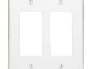 Leviton 80409-W 2-Gang Decora / GFCI Device Wallplate، Standard Size، Thermoset، Device Mount، أبيض