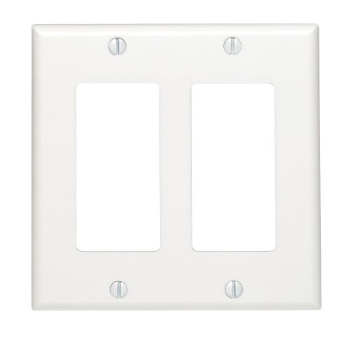Leviton 80409-W 2-Gang Decora / GFCI Device Wallplate، Standard Size، Thermoset، Device Mount، أبيض Leviton 80409-W 2-Gang Decora / GFCI Device Wallplate، Standard Size، Thermoset، Device Mount، أبيض