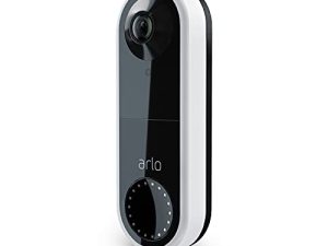 Arlo Essential Wired Video Doorbell - HD Video، 180 ° View، Night Vision، 2 Way Audio، DIY Installation (Wire required)، Security Camera، Doorbell Camera، Home Security Cams، White - AVD1001