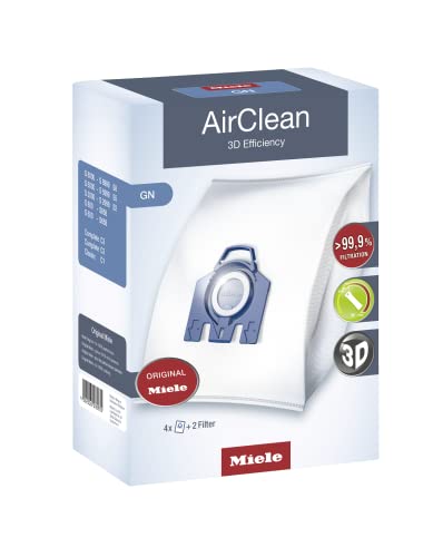 Miele 10123210 AirClean 3D Efficiency Dust، Type GN، 4 Bags & 2 Filters، أبيض Miele 10123210 AirClean 3D Efficiency Dust، Type GN، 4 Bags & 2 Filters، أبيض