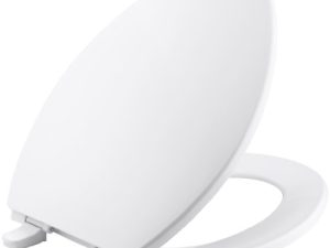 Kohler K-4774-0 Brevia مقعد مرحاض أبيض ممدود مع مفصلات سريعة الإصدار وأجهزة سريعة التركيب لسهولة التنظيف