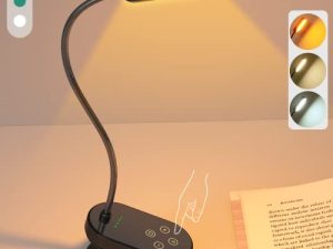 مصباح كتاب صغير Glocusent 16 LED للقراءة في السرير ومشبك على ضوء القراءة وقابل لإعادة الشحن ويدوم طويلاً لمدة 80 + ساعة و 3 ألوان و 5 مستويات سطوع وهدايا مثالية للقارئ أو لمحبي الكتب والأطفال والسفر