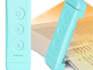 مصباح كتاب Glocusent USB قابل لإعادة الشحن للقراءة في السرير ، مصباح قراءة LED محمول ومشبك ، 3 ألوان كهرمانية و 5 ألوان قابلة للتعتيم ، مدمجة وطويلة الأمد ، مثالية لمحبي الكتب ، والأطفال
