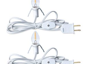 سلك ملحق مع لمبة إضاءة LED واحدة - سلك أبيض 6 أقدام مدرج في قوائم UL مع مقابس مفتاح تشغيل / إيقاف - مثالي لتزيين العطلات والمشروعات الحرفية ، عبوتان