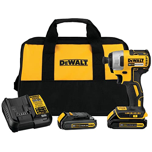 DEWALT 20V MAX * طقم مفك تأثير لاسلكي ، بدون فرشاة ، 1/4 بوصة (DCF787C2) DEWALT 20V MAX * طقم مفك تأثير لاسلكي ، بدون فرشاة ، 1/4 بوصة (DCF787C2)