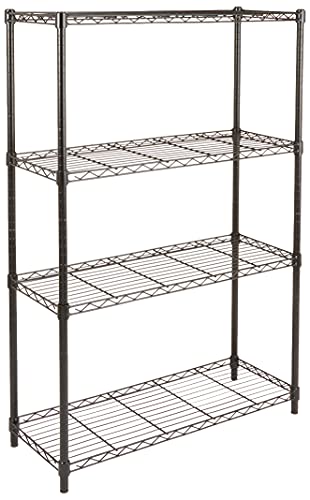 Amazon Basics 4-Shelf قابل للتعديل ، وحدة أرفف تخزين شديدة التحمل (سعة تحميل 350 رطلاً لكل رف) ، رف سلكي منظم فولاذي ، أسود (36 لتر × 14 عرض × 54 ارتفاع) Amazon Basics 4-Shelf قابل للتعديل ، وحدة أرفف تخزين شديدة التحمل (سعة تحميل 350 رطلاً لكل رف) ، رف سلكي منظم فولاذي ، أسود (36 لتر × 14 عرض × 54 ارتفاع)