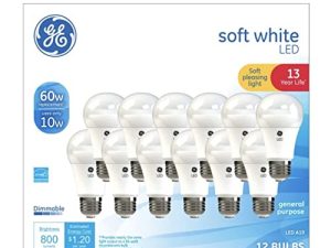 لمبات الإضاءة LED البديلة 60 وات من GE Soft White ، للأغراض العامة ، لمبات الإضاءة القابلة للتعتيم (أبيض ناعم ، 12 عبوة) (12)