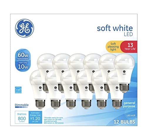 لمبات الإضاءة LED البديلة 60 وات من GE Soft White ، للأغراض العامة ، لمبات الإضاءة القابلة للتعتيم (أبيض ناعم ، 12 عبوة) (12) لمبات الإضاءة LED البديلة 60 وات من GE Soft White ، للأغراض العامة ، لمبات الإضاءة القابلة للتعتيم (أبيض ناعم ، 12 عبوة) (12)