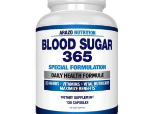 Arazo Nutrition Blood Sugar 365 مكمل غذائي - 120 قرصًا عشبيًا - كمية تكفي 60 يومًا