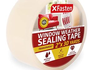 XFasten شريط مانع للتسرب للطقس الشفاف للنافذة ، 2 بوصة × 30 ياردة ، شريط عزل عزل النافذة الشفاف ، لا يترك بقايا