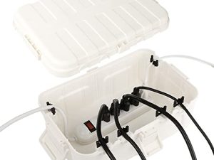 صندوق كهربائي خارجي كبير من Flemoon (12.5 × 8.5 × 5 بوصة) ، IP54 مقاوم للماء ، غطاء سلك تمديد خارجي مقاوم للماء ، منفذ حماية ، قابس ، مقبس ، مؤقت ، شريط طاقة ، ديكور إضاءة عطلة ، أبيض