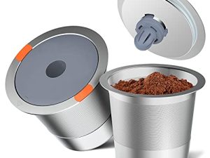 فلاتر قهوة K قابلة لإعادة الاستخدام ، فلتر K-Cups قابل لإعادة الملء عالمي من الفولاذ المقاوم للصدأ للاستخدام مع Keurig 2.0 و 1.0 لآلات تحضير القهوة (عبوتان) ...
