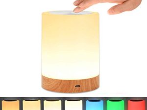 UNIFUN Night Light ، مصباح يعمل باللمس لغرفة النوم وغرفة المعيشة ومصابيح السرير المحمولة مع بطارية داخلية قابلة لإعادة الشحن قابلة للتعتيم 2800K-3100K ضوء أبيض دافئ وتغيير اللون RGB (الحجم -1) ...