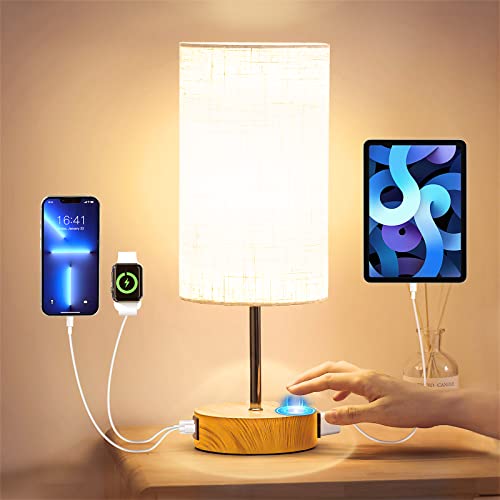 YUESUO 【مطور】 مصباح طاولة للتحكم باللمس مع منافذ شحن USB A + C ومخرج تيار متردد مصباح منضدة قابلة للتعتيم بثلاثة اتجاهات مع غطاء من قماش الكتان لغرفة المعيشة وغرفة النوم (E26 مصباح متضمن) YUESUO 【مطور】 مصباح طاولة للتحكم باللمس مع منافذ شحن USB A + C ومخرج تيار متردد مصباح منضدة قابلة للتعتيم بثلاثة اتجاهات مع غطاء من قماش الكتان لغرفة المعيشة وغرفة النوم (E26 مصباح متضمن)