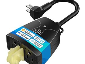 قابس ذكي خارجي من meross متوافق مع Apple HomeKit و Siri و Alexa ومساعد Google و SmartThings ومأخذ WiFi خارجي مقاوم للماء وجهاز تحكم عن بعد وصوت ومؤقت و FCC ومعتمد من ETL
