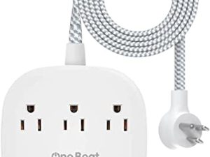 شريط طاقة لسطح المكتب مع 3 منافذ 4 منافذ USB 4.5 أمبير وقابس مسطح وأسلاك تمديد مجدولة بطول 5 أقدام لسفينة الرحلات والسفر والمكتب المنزلي ، مدرج في ETL