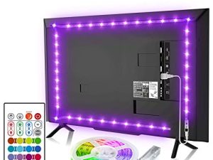 BASON LIGHTING TV Backlight ، شريط إضاءة تلفزيون 8.2ft لـ 32-58 بوصة للإضاءة الخلفية للتلفزيون / الشاشة ، SMD 5050 USB LED Light Strip مع جهاز التحكم عن بعد ، RGB 4096 DIY Colors TV LED أضواء الألعاب ، مجموعة الإضاءة المحيطة.