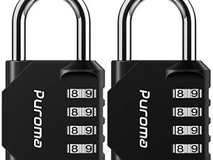 Puroma 2 Pack Combination Lock 4 Digit Outdoor Waterproof Locker for School Gym Locker، Sports Locker، Sports Box، Toolbox، Gate، Case، Hasp Storage (Black)