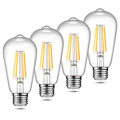 لمبات Ascher Vintage LED Edison ، 6W ، ما يعادل 60W ، غير قابلة للتعتيم ، عالية السطوع الأبيض الدافئ 2700K ، ST58 لمبات خيوط LED عتيقة مع 80+ CRI ، قاعدة E26 متوسطة ، زجاج شفاف ، عبوة من 4 لمبات Ascher Vintage LED Edison ، 6W ، ما يعادل 60W ، غير قابلة للتعتيم ، عالية السطوع الأبيض الدافئ 2700K ، ST58 لمبات خيوط LED عتيقة مع 80+ CRI ، قاعدة E26 متوسطة ، زجاج شفاف ، عبوة من 4