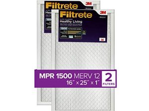 Filtrete 16x25x1 ، فلتر هواء فرن AC ، MPR 1500 ، Healthy Living Ultra Allergen ، عبوتان (الأبعاد الدقيقة 15.69 × 24.69 × 0.78)
