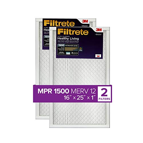 Filtrete 16x25x1 ، فلتر هواء فرن AC ، MPR 1500 ، Healthy Living Ultra Allergen ، عبوتان (الأبعاد الدقيقة 15.69 × 24.69 × 0.78) Filtrete 16x25x1 ، فلتر هواء فرن AC ، MPR 1500 ، Healthy Living Ultra Allergen ، عبوتان (الأبعاد الدقيقة 15.69 × 24.69 × 0.78)