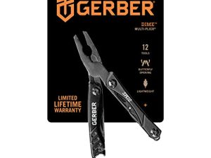 Gerber Gear 30-000469N 12-in-1 Dime Multitool Mini ، كماشة أنف إبرة وسكين جيب ، فتاحة زجاجات ، EDC Gear ، أسود