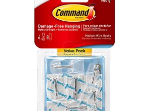 Command 17065CLR-6ES Wire Hook، 6، Clear، 6 Count