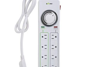 BN-LINK 8 Outlet Surge Protector مع مؤقت ميكانيكي (4 منافذ موقوتة ، 4 منافذ تعمل دائمًا) - أبيض