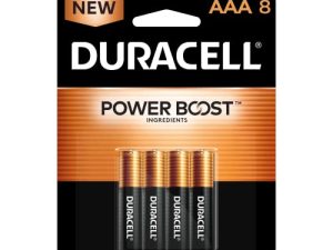 بطاريات Duracell Coppertop AAA مع مكونات Power Boost ، عبوة من 8 بطاريات ثلاثية البطاريات ذات طاقة تدوم طويلاً ، بطارية AAA قلوية للأجهزة المنزلية والمكتبية