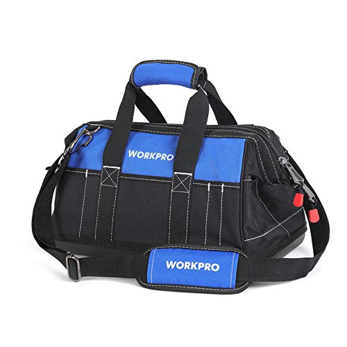 WORKPRO حقيبة أدوات بفتحة واسعة مقاس 16 بوصة مع قاعدة مصبوبة مقاومة للماء WORKPRO حقيبة أدوات بفتحة واسعة مقاس 16 بوصة مع قاعدة مصبوبة مقاومة للماء