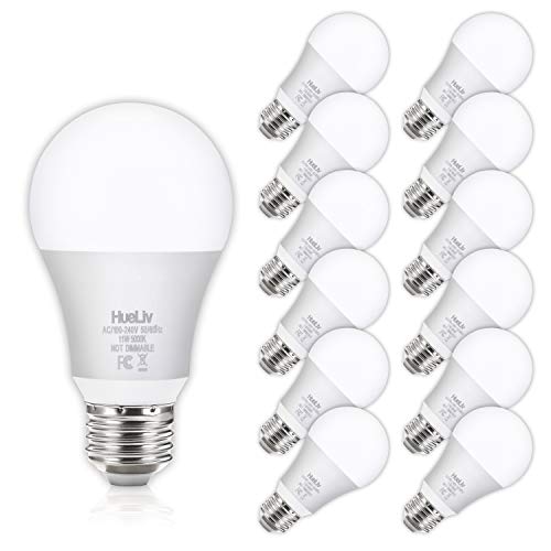 12 حزمة A19 LED لمبات الإضاءة 100 وات ما يعادل 5000K ضوء النهار الأبيض ، لا وميض E26 لمبات قاعدة لولبية متوسطة ، 1100 لومن ، غير قابلة للخفت 12 حزمة A19 LED لمبات الإضاءة 100 وات ما يعادل 5000K ضوء النهار الأبيض ، لا وميض E26 لمبات قاعدة لولبية متوسطة ، 1100 لومن ، غير قابلة للخفت