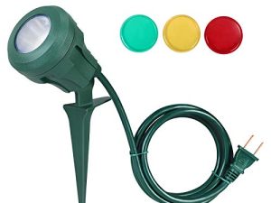 DEWENWILS Christmas Spotlight Outdoor ، 400lm مصباح سبوت LED مقاوم للماء في الهواء الطلق مع 3 عدسات إضافية (أحمر أصفر أخضر) ، مصابيح خارجية لقضاء العطلات ، أشجار ، ديكور حديقة ، سلك تمديد 5 قدم ، مدرج في UL