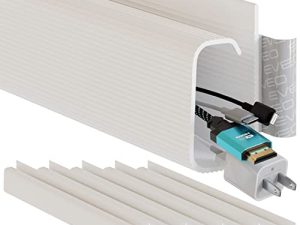 EVEO Cable Management 96 '' J Channel - 6 Pack Cord Cover - Cable Raceway - إدارة الكابلات أسفل المكتب مع شريط لاصق مدمج 6 × 16 بوصة - منظم سلك المكتب سهل التركيب - مسار كابل ، أبيض