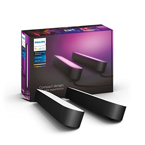 Philips Hue Play White & Color Smart Light ، 2 Pack Base Kit ، Hub Required / Power Supply (يعمل مع Amazon Alexa و Apple Homekit و Google Home) ، أسود ، مجموعة أساسية - عبوتان Philips Hue Play White & Color Smart Light ، 2 Pack Base Kit ، Hub Required / Power Supply (يعمل مع Amazon Alexa و Apple Homekit و Google Home) ، أسود ، مجموعة أساسية - عبوتان